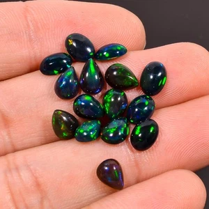 Lote de 15 cabujones naturales de ópalo etíope negro forma mixta 6,50 quilates 7x5x3 mm - Imagen 1 de 3