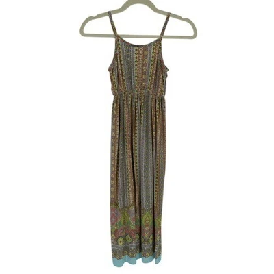 Bonnie Jean Girls' Smocked Maxi Dress Boho Print Sz 7 Summer Vibrant Adjustable - Image 1 of 4