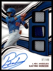2023 Panini Immaculate Triple Relic Rayne Doncon Auto 07/49 Los Angeles Dodgers - Picture 1 of 2