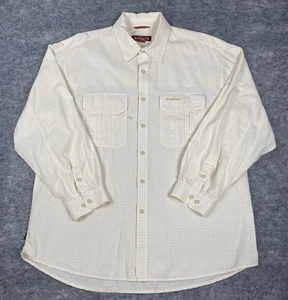 Simms Shirt Mens XL Offwhite Beige Check Long Sleeve Pockets Breathable Cotton - Picture 1 of 9
