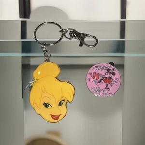 Tinkerbell METAL Key Chain Perfect Little Tink Face Minnie Pink Magical Mystery - Picture 1 of 5