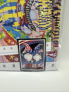 Gnome 4th Of July Stamped Cross Stitch Kit- Needlepoint Counted Cross Stitch - Picture 1 of 3