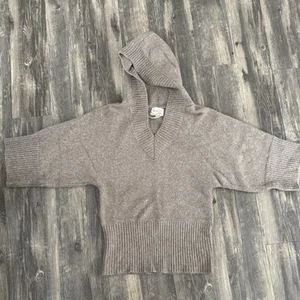 Kenji Knit Sweater Size Large Greige Hooded Boho Hippie Wide Sleeve Wool blend - Picture 1 of 6