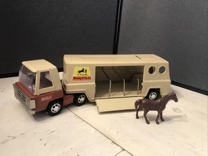 Vintage 1970’S Buddy L Farms Horse Truck Pressed Steel Cab and Trailer W Horse - Picture 1 of 14
