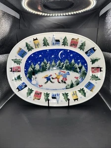 Nikko Winter Wonderland 1998 Deb Mores Servierplatte 14 Zoll - Bild 1 von 7