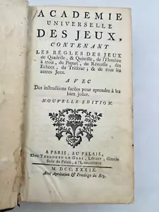 Académie universelle des jeux, contenant les règles des jeux de quadrille/ 1739 - Imagen 1 de 10