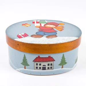 Vintage Primitive Handmade Wood Shaker Oval Storage Box Xmas Boy Carrying Gifts - Picture 1 of 8
