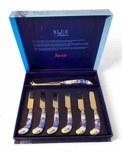 Spode Blue Italian Cheese Knife Set New In Box - Picture 1 of 5