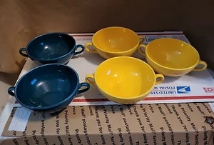2 Handled Bowls J&G Meakin Glamour Celeste 3 Yellow 2 Green (Wear) Photos Descr - Picture 1 of 8