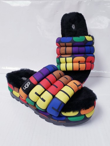 Sandali Ugg Logo Pride Maxi Slide Multicolore Arcobaleno Slip On TG 8 Platform