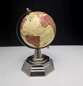 Tabletop World Globe Earth Rotating Made in India Chrome Metal Stand 7.5" 2008 - Picture 1 of 10
