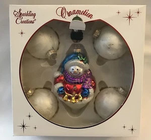 Sparkling Creations Large Snowman White Ball Christmas Ornament Set Ornamotion - Picture 1 of 2