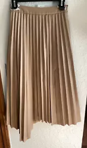 NWT JONATHAN SIMKHAI JAYLA CAMEL VEGAN LEATHER PLEATED SKIRT SIZE 4 - Picture 1 of 18