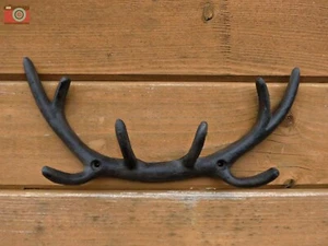 ANTLER THEME COAT HOOK RACK, Stag Antler Wall Mounted Coat Hooks, Cast Iron - Picture 1 of 9