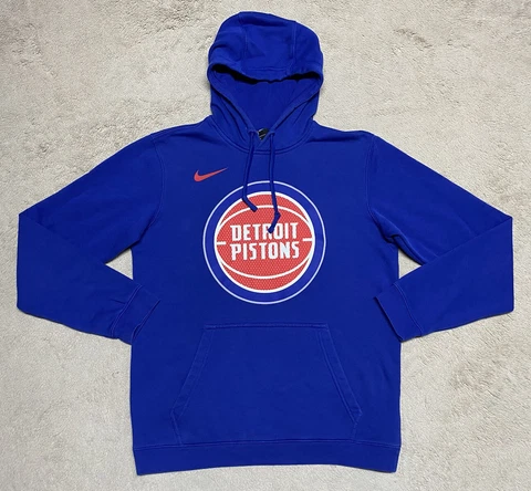 Nike Detroit Pistons Sweatshirt Mens Medium M Blue Hoodie Fleece Stretch NBA Cover