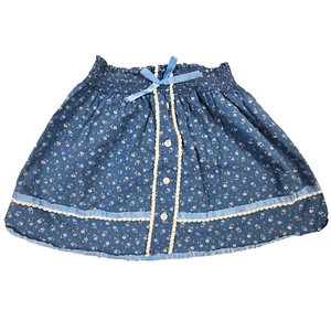 Coming Thing Vintage Girls Skirt Size 4 Blue Floral Cottagecore Boho Country - Picture 1 of 8