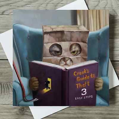 Cat Burglar Funny Cats Birthday Greeting Card By Lucia Heffernan Humorous Cards • 2.44£