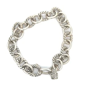 Bracciale David Yurman in argento sterling 925 12 mm maglia ovale 8 pollici - Foto 1 di 5