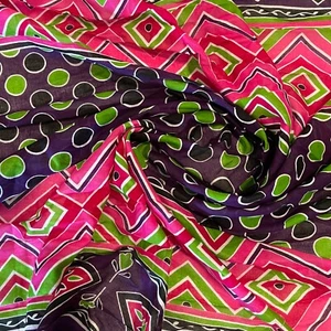 Tribal Print Multicolor Polka Dots Chevron Lightweight Sheer Voile Cotton Fabric - Picture 1 of 2