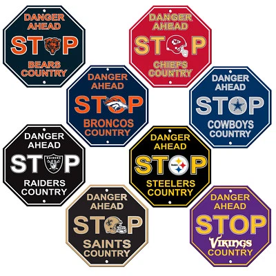 New NFL 32 Teams Home Office Decor STOP Sign 12" x 12" Octagon Made in USA - Image 1 of 2