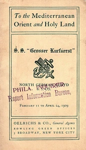 North German Lloyd 1909 Cruise Bklt SS Grosser Kurfuerst Holy Land Mediterranean - Picture 1 of 8