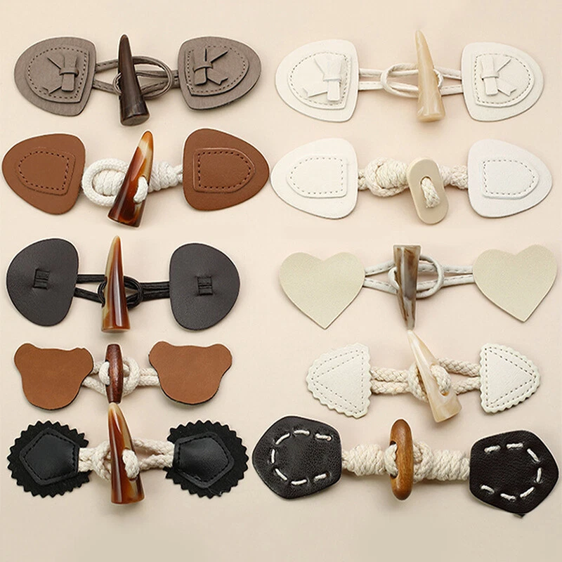PU Leather Sew-On Toggles with Resin Horn Button Closures DIY Sewing Accessories - Image 1 of 4