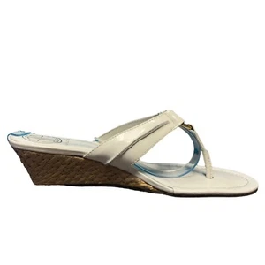 Lilly Pulitzer McKim White Espadrille Wedge Thong Sandal Shoes Womens Size 8 - Picture 1 of 14