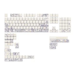 White Blue French Embroidery Keycaps Set for Mechanical Keyboards Thick PBT Caps - Picture 1 of 8
