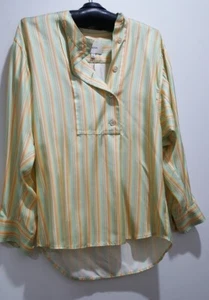 OROTON Pure Silk Sherbet Multi Stripe Long Sleeve Shirt 12*new* - Picture 1 of 7