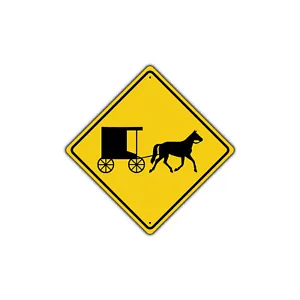Letrero metálico de aluminio aviso de novedad de tráfico de vehículo buggy tirado por caballos - Imagen 1 de 1