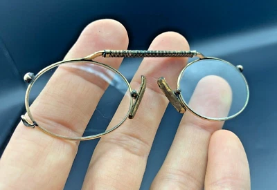 Rare Pince Nez Gold Filled Frame Eyeglasses Spectacles Marked 1/10 with Lenses - Image 1 of 4