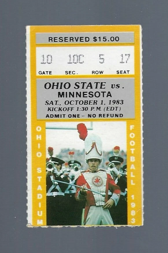 VINTAGE 1983 MINNESOTA GOLPERS @ OHIO STATE BUCKEYES FOOTBALL TICKET STUB  - Image 1 of 1