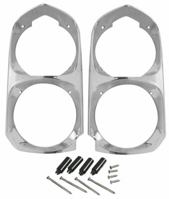 Conjunto de moldura de farol cromado RestoParts para 1966-1967 Pontiac GTO Lemans Tempest - Imagem 1 de 3