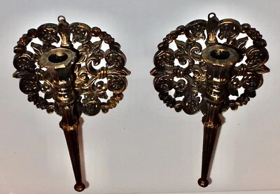 Par de candelabros de pared vintage Homco gótico negro y dorado MCM 4142 1973 Foto 1 de 4