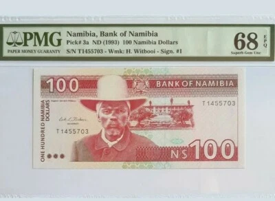 1993 Namibia 100 Dollars PMG68 EPQ <P-3a> SUPERB GEM UNC  - Image 1 of 2