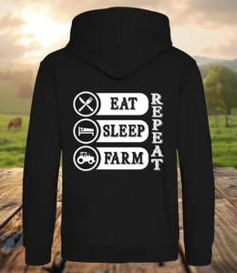Farming Eat Sleep Farm Tractor Gift Christmas Birthday Childrens Kids Hoodie - Picture 1 of 7