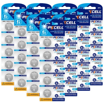 50x PKCELL CR2016 3V Litio Célula de Moneda Botón Batería Paquete a Prueba de Niños Foto 1 de 4
