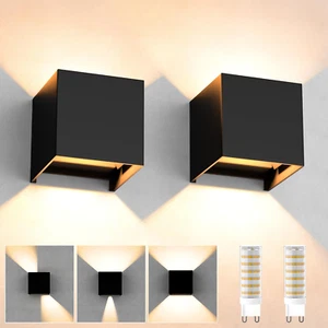 2 Pezzi Lampade Da Esterno Parete Con 9W 3000K Bianco Caldo G9 Sorgente Luminosa - Foto 1 di 12