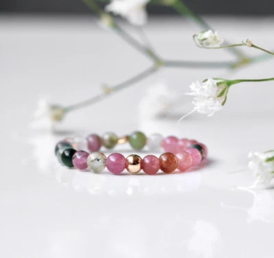 Ring Turmalin Perlen Meditationsring Geschenk Frauen Anti Stress Stretchring - Bild 1 von 4