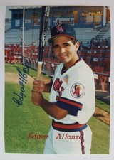 1991 MIDLAND ANGELS EDGAR ALFONZO ROOKIE OFFICIAL 3.5X5" 1 HOUR PHOTO AUTOGRAPH