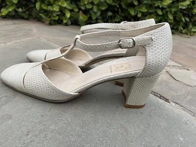 Joan & David Luxe leather snake print block heel shoes sz 6 M hand made Italy - Изображение 1 из 4