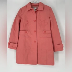 LOFT PETITES NWOT RAIN COAT W/POLKA DOT LINING, DEEP POCKETS, STYLISH WELL MADE - Picture 1 of 9