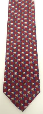 Corbata JOS A BANK CLOTHIERS Para Hombres Rojo Azul y Blanco Velero Micro Estampado Foto 1 de 3