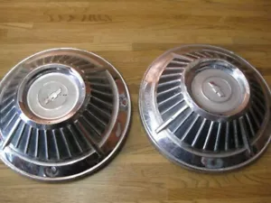 2 VINTAGE CHEVY HUBCAPS - Picture 1 of 7