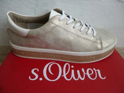 s.Oliver Women's Sneaker Lace-up Shoes Sneakers Half Shoes Beige Gold NEW! - Image 1 of 4