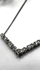 14K White Gold 2.2 Carat Genuine Diamond V Bar Collar Necklace - Picture 1 of 11