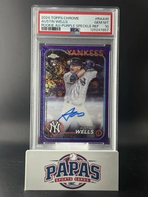 2024 Topps Chrome Austin Wells Purple Speckle Auto /299 PSA 10 Yankees - Image 1 of 2