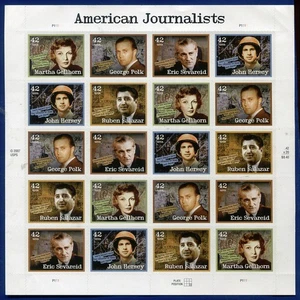 Scott #4248-4252 Foglio di 20 francobolli giornalisti americani MNH - Foto 1 di 1