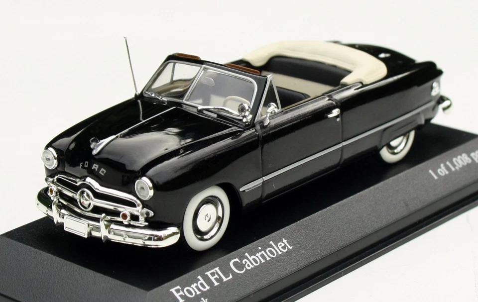 Ford Custom Cabriolet Anno 1949, Nero, Modello Minichamps In M. 1:43, OVP - Immagine 1 di 4