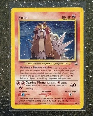 English 2000 Pokemon Neo Revelation Unlimited Entei Holo Rare #6 /64 LightPlayed - Image 1 of 2